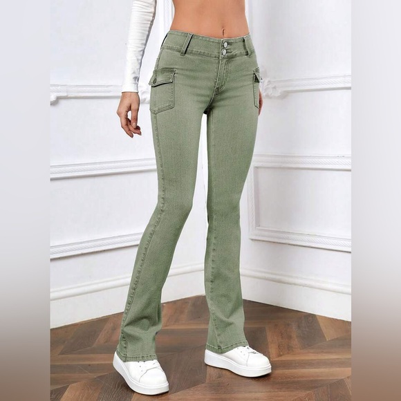 Olive Green Women's Jeans - Picture 3 of 10